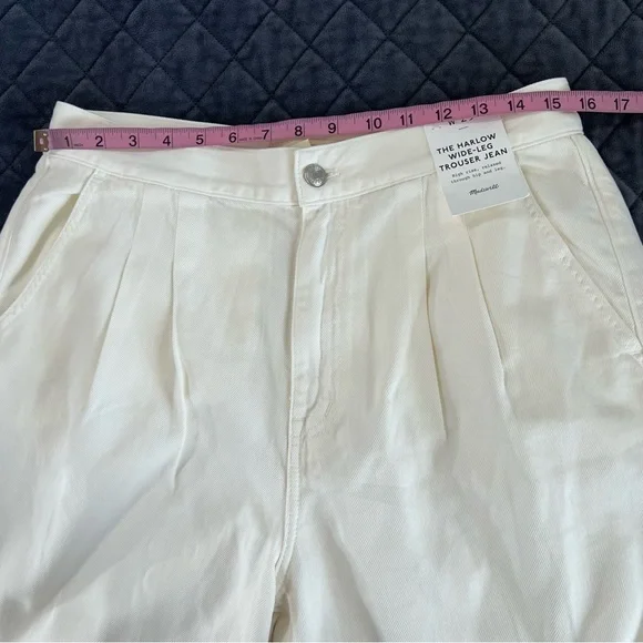 Madewell The Harlow Wide Leg Trouser Jean Size 29 Cream High Rise Relaxed Fit CL - Picture 9 of 14